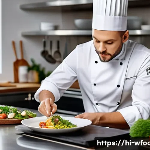 양식조리 기능사와 한식조리 기능사 비교 - A professional Western chef in a modern kitchen preparing French cuisine, wearing a white chef’s uni...