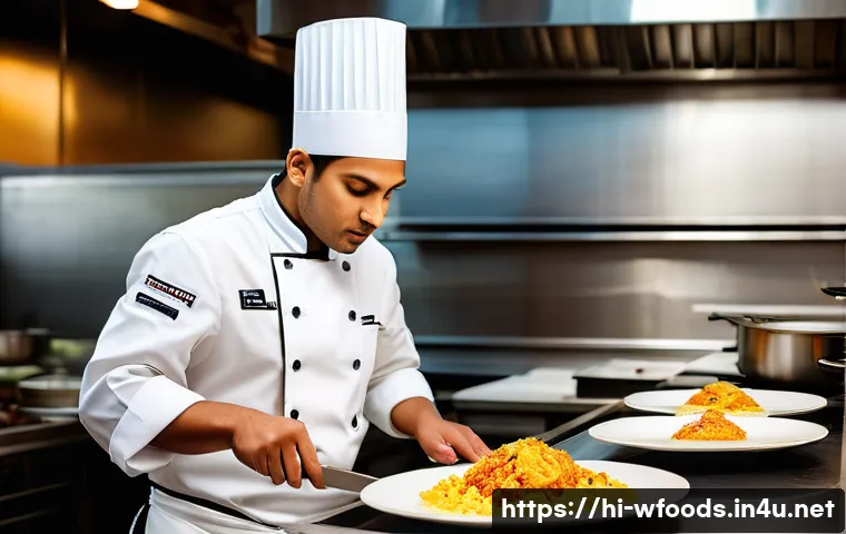 양식조리 자격증 취득 후 할 수 있는 일들 - A professional chef in a modern Indian restaurant kitchen, wearing a clean white chef's uniform and ...