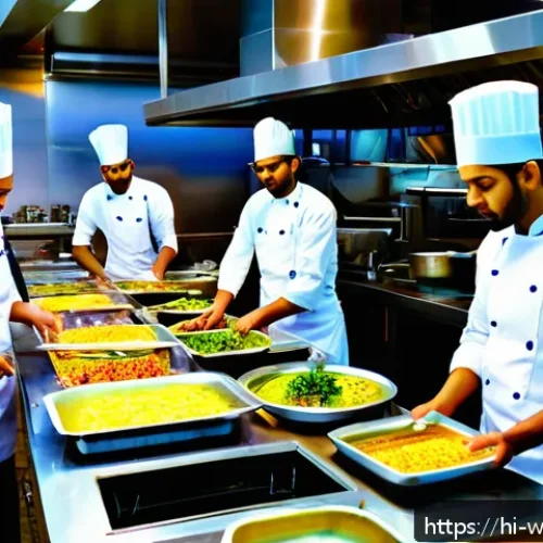 Home 31 양식조리사 취업 성공 사례 - A vibrant and busy Indian restaurant kitchen scene showcasing young professionals wearing neat chef ...