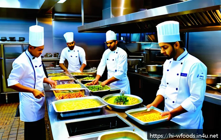 양식조리사 취업 성공 사례 - A vibrant and busy Indian restaurant kitchen scene showcasing young professionals wearing neat chef ...