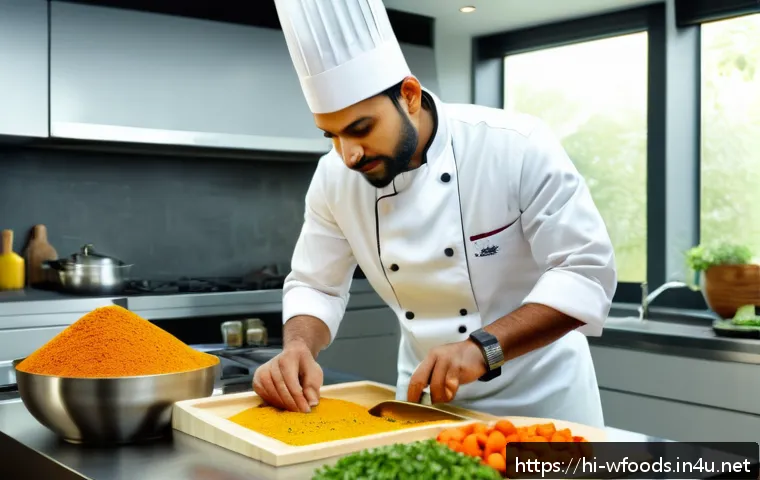 호텔 조리사로 이직하기 위한 전략 - A professional Indian chef in a modern kitchen expertly chopping fresh vegetables with precision, vi...